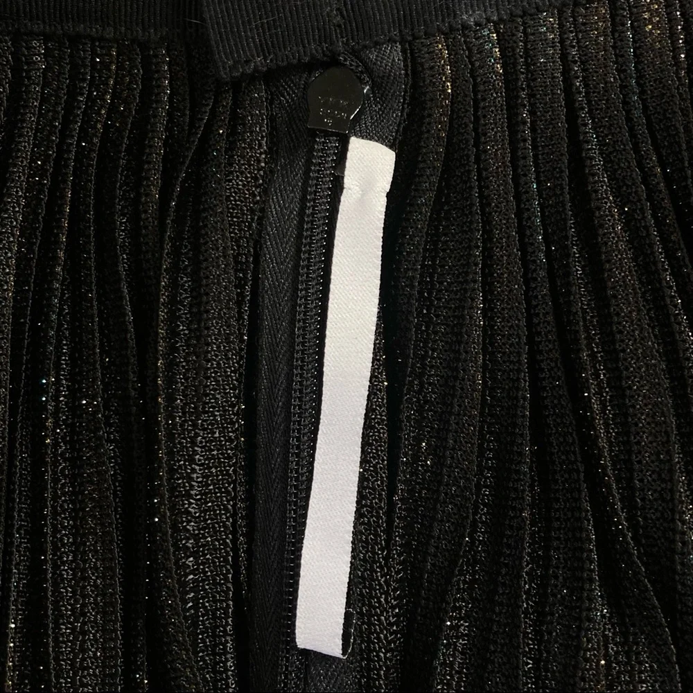 Rosetta Getty Black Iridescent Lurex Mesh Plisse Midi Skirt Size 6 - Picture 4 of 6